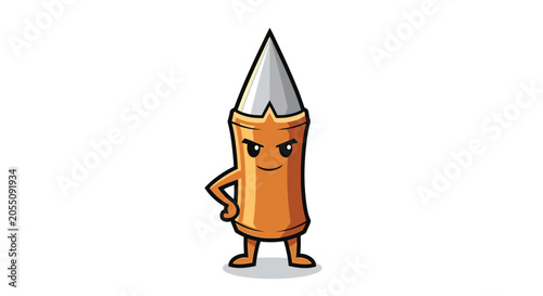 Vászonkép Crayon cartoon with angry face expression.