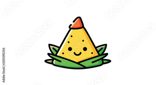 Canvastavla Smiling Cartoon Triangle Food Character.