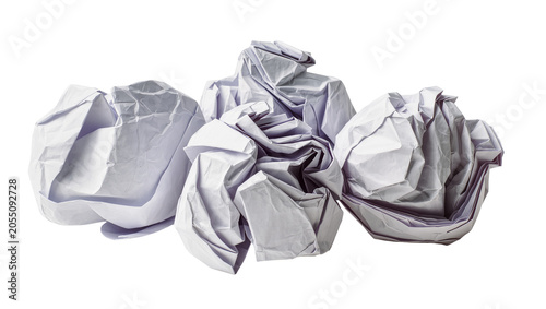 Konstfotografi Isolated several textured crumpled white paper documents, representing errors or discarded concepts