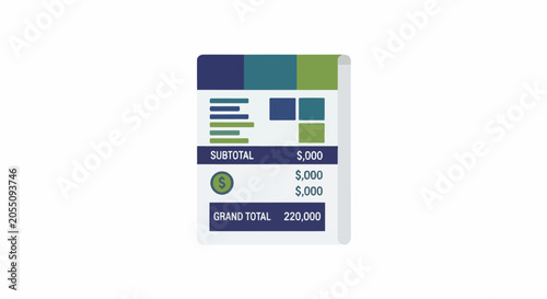 A stylized financial statement graphic showing subtotal and grand total amounts