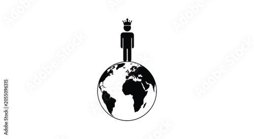 Bild auf Leinwand figure standing on globe silhouette earth planet