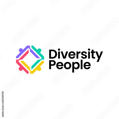 diversity people community teamwork family colorful logo vector icon illustration