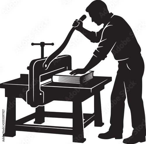 Slika na platnu Vintage Bookbinding Press, Artisan Craftsmanship, Manual Paper Cutter Machine, P
