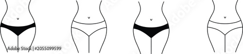 Photos Continuous line underwear illustration, bikini bottom variations, fashion garmen