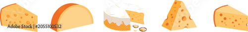 Foto Cheese collection vector set featuring a variety of dairy products including swi
