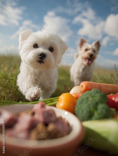 Fluffy Dogs Exploring Nature