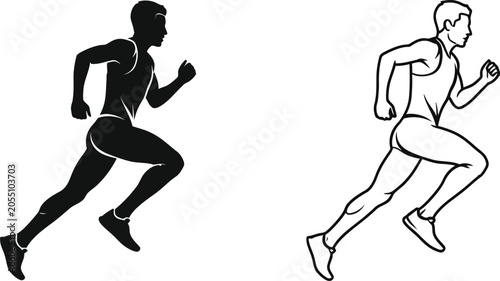 Fotografie Two runners mid stride in athletic pose