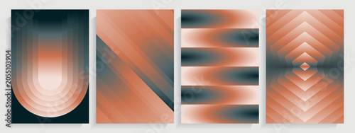 Abstract Geometric Gradient Backgrounds. Y2K Aesthetic Blurred Vector Posters Set.