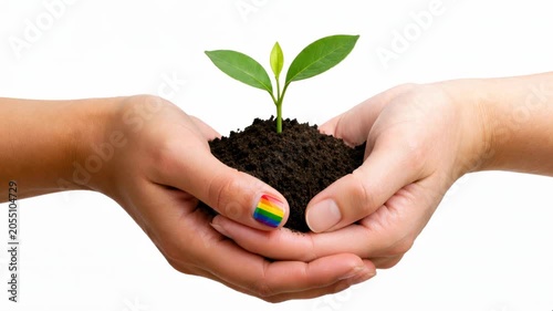 hands holding a small plant in soil for environmental sustainability and growth