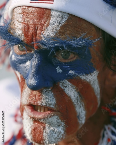Patriotic Fan with Face Paint