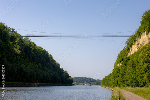 Obraz na płótnie The Albert Canal with new pedestrian suspension bridge (wandelhangbrug) next to