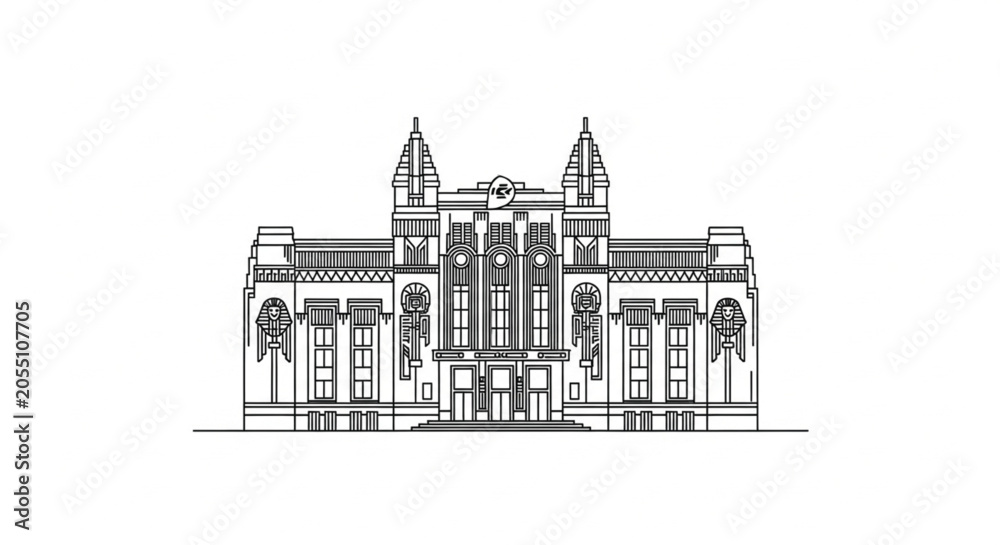 Obraz premium Large Building With Two Towers.