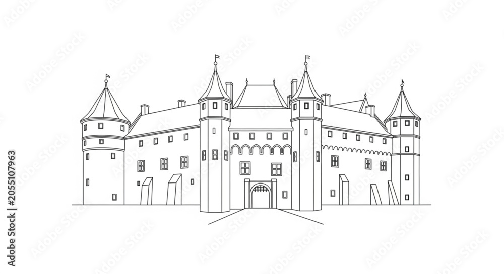 Obraz premium Large Castle with Multiple Towers.