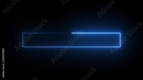 Neon rectangle frame or neon lights horizontal sign. Vector abstract background, tunnel, portal. Geometric glow outline shape or laser glowing lines.