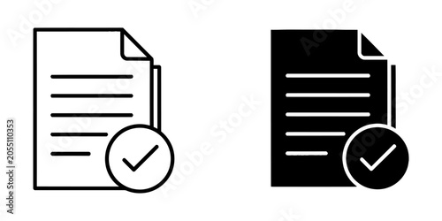 Document with checkmark approval icon set document checkmark approval verified complete business validation interface illustration