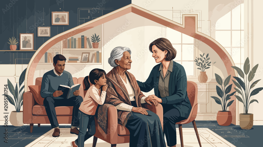 Fototapeta premium Family bonding and reading together at home.