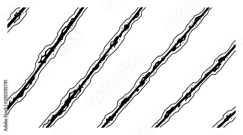 Obraz na plátně Monster claw marks with diagonal scratches in hand drawn sketch style