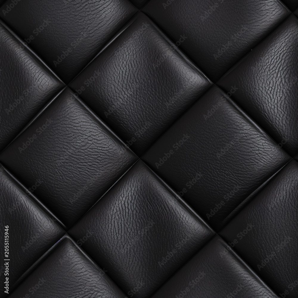 Naklejka premium Luxury Black Leather Upholstery Seamless Geometric Texture Background