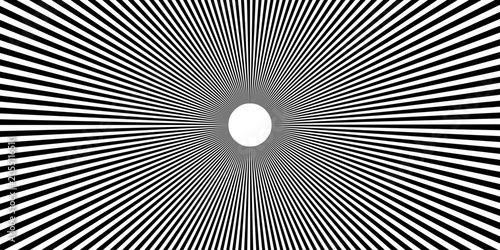 Fotografie Optical Illusion: A striking optical illusion created by converging black and white lines, drawing the viewer's eye towards a central white circle