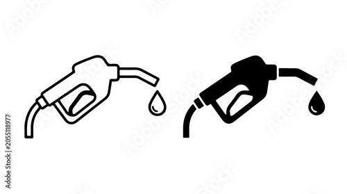 Fuel Pump Icon Set Representing Energy, Transportation, and Consumption