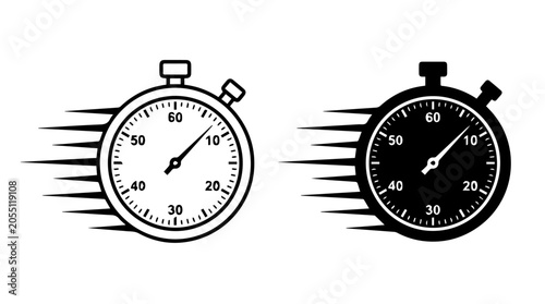 Tableau sur toile Stopwatch Icon Set Representing Time, Speed, and Precision
