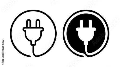Quadro su tela Power Plug Icon Set Representing Energy, Connectivity, and Technology