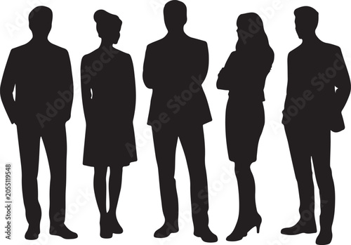 Foto Five professional silhouettes standing together
