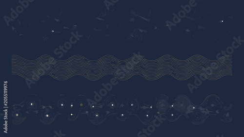 Tableau sur toile Wave like formations three rows dark blue background vector illustration