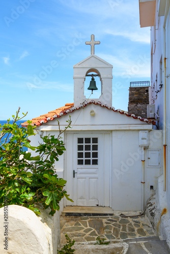 Small chapel in the town of Chora. Andros Island, Cyclades, Greece