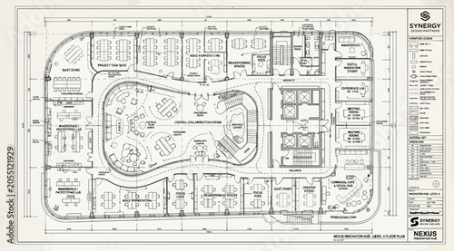 Foto Detailed architectural floor plan for a corporate office level