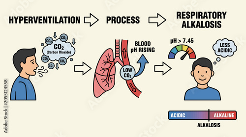 Bild auf Leinwand Respiratory Alkalosis Hyperventilation Effect on Blood pH