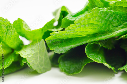 Fotografie Fresh mint leaves gleam with dewy vibrancy