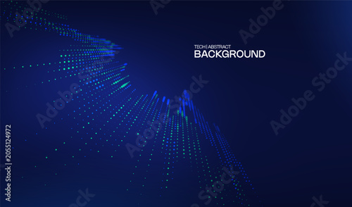 Background ai with tech banner and abstract blue pattern. Vector wave design with digital mesh technology and business circle circular. Computer concept background with cyber data.