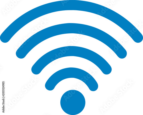Blue wifi wireless internet network connection signal icon flat vector