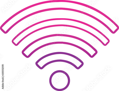 Wi-fi wireless internet signal connection line icon in purple magenta gradient