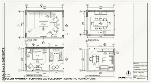 Quadro su tela Geometric room layouts for luxury apartment furniture design