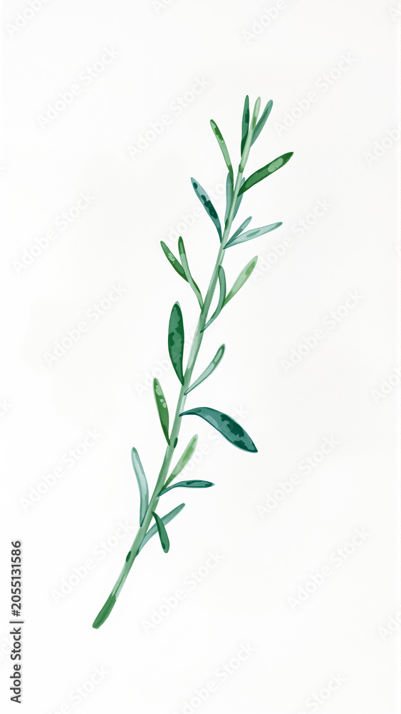 Fototapeta premium Green botanical branch on white background