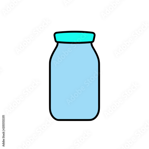 Light Blue Glass Jar with Turquoise Lid Vector Icon, Isolated Transparent Background for Food Storage or Beverage Container Design