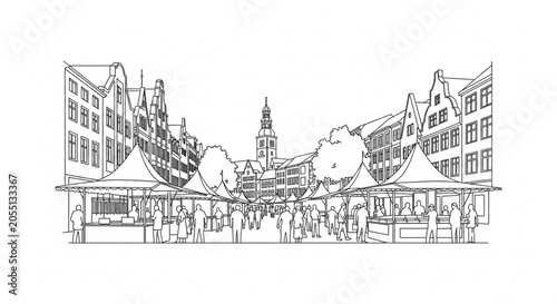 People Walking on City Street.