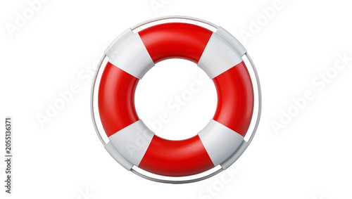 Картината върху платно Isolated red and white lifebuoy, a vital safety tool for maritime rescue and eme