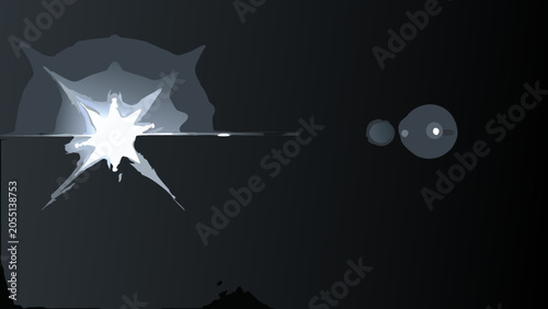 Fotografie Starburst light effect with lens flare dark background