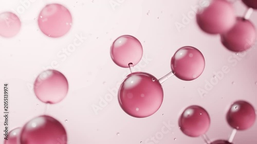 Transparent molecules with pink background, 3d rendering.