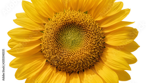Foto Isolated beautiful vibrant yellow sunflower in full bloom, detailed head and bri