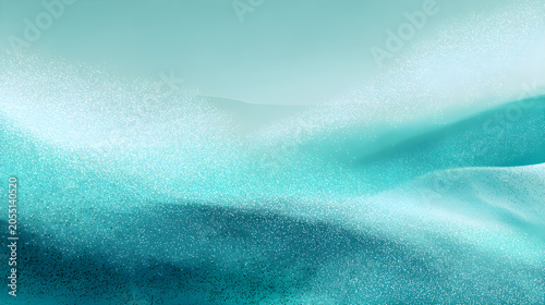 Abstract background with teal and blue gradient waves and sparkling glitter particles for digital design and wallpaper