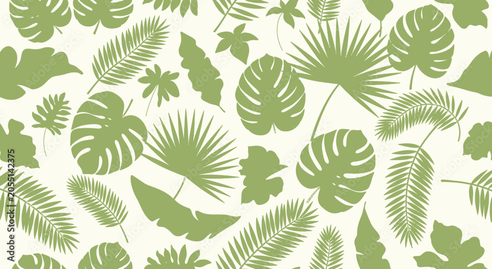 Fototapeta premium Green tropical leaves pattern design for backgrounds and decorative purposes