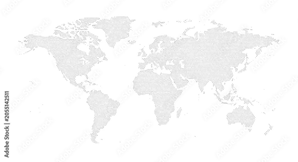 Fototapeta premium Gray World Map on White Background.