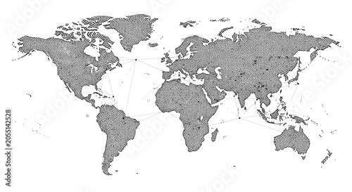 Slika na platnu Gray World Map on White Background.