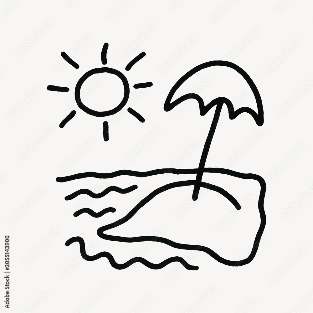 Obraz premium Minimalist beach scene illustration.