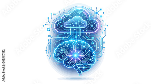 Artificial intelligence brain connected to cloud computing network