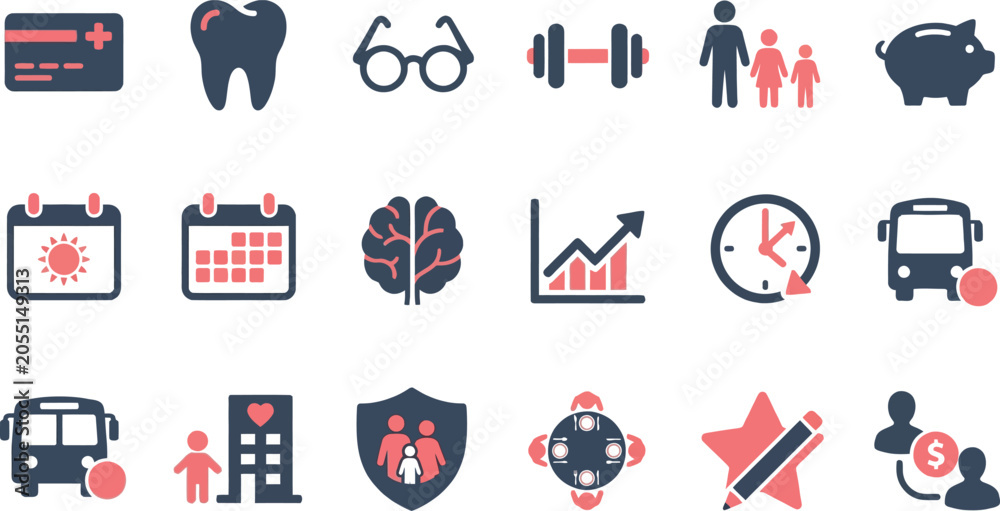 Fototapeta premium Medical Healthcare and Lifestyle Flat Icon Set